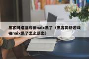 黑客网络游戏被naix黑了（黑客网络游戏被naix黑了怎么退出）