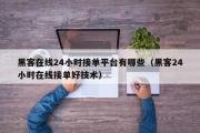 黑客在线24小时接单平台有哪些（黑客24小时在线接单好技术）