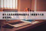 查个人信息的黑客网站是什么（黑客查个人信息犯法吗）