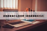 游戏黑客是什么意思啊（游戏黑客联系方式）