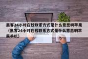 黑客24小时在线联系方式是什么意思啊苹果（黑客24小时在线联系方式是什么意思啊苹果手机）